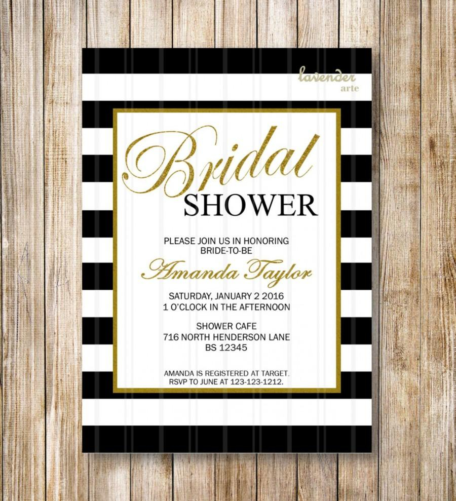 10 Most Recommended Diy Bridal Shower Invitations Ideas black and white stripes bridal shower invitation coco chanel 2024