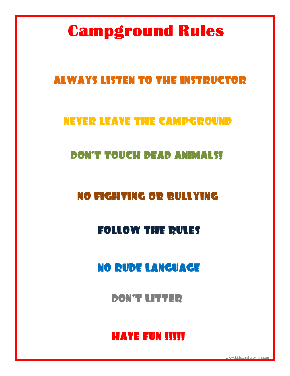 10 Nice Ideas For Summer Camp Activities camp rules school summer camp activities camping activities 2024