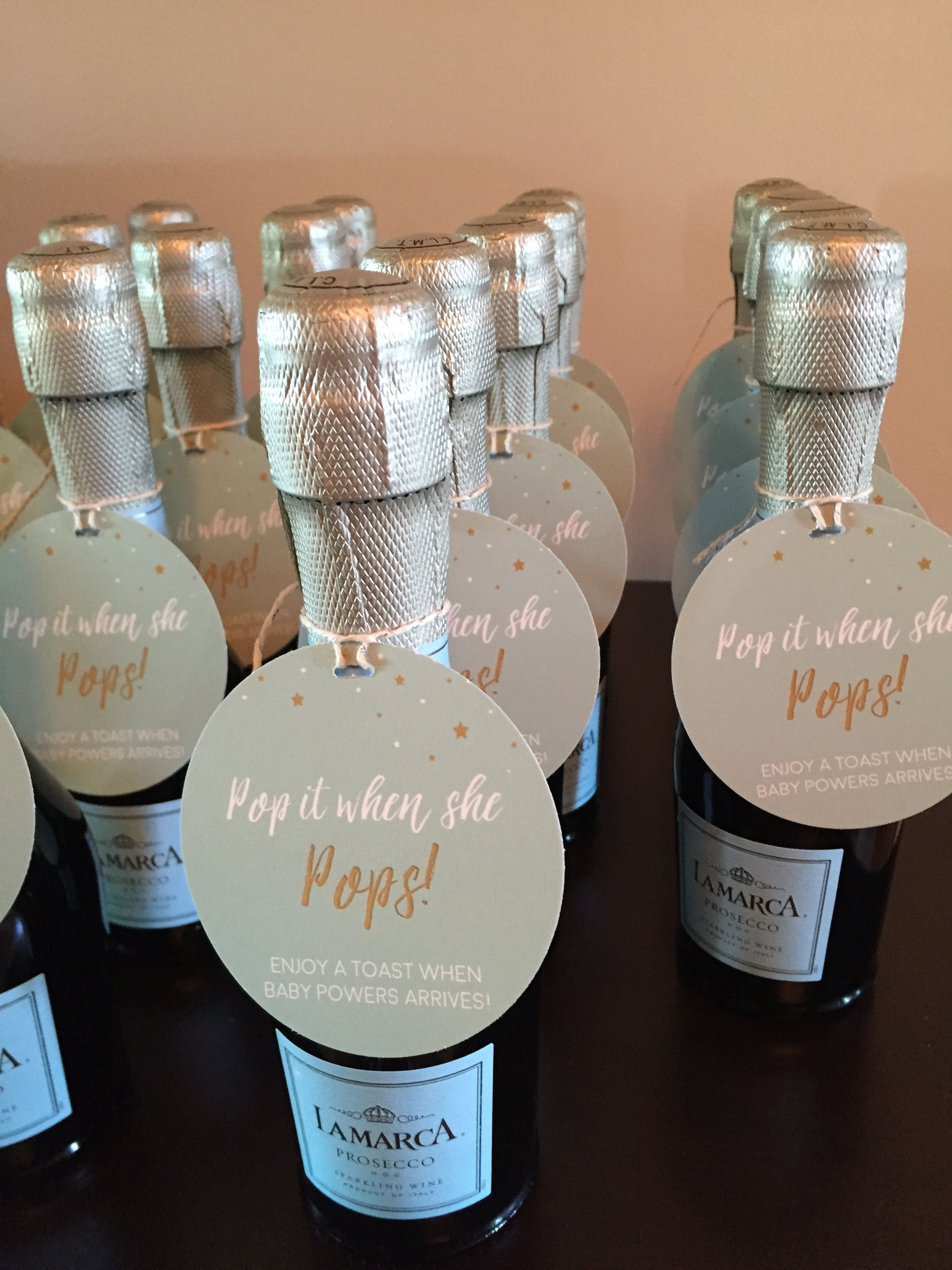 10 Unique Ideas For Favors For Baby Shower champagne baby shower tag pop it when she pops gender neutral baby 14 2024