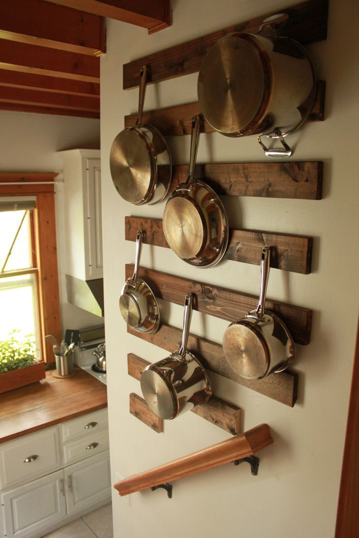 10 Spectacular Wall Mount Pot Rack Ideas diy wall mounted pot rack dream home kitchen wall storage pan 2022