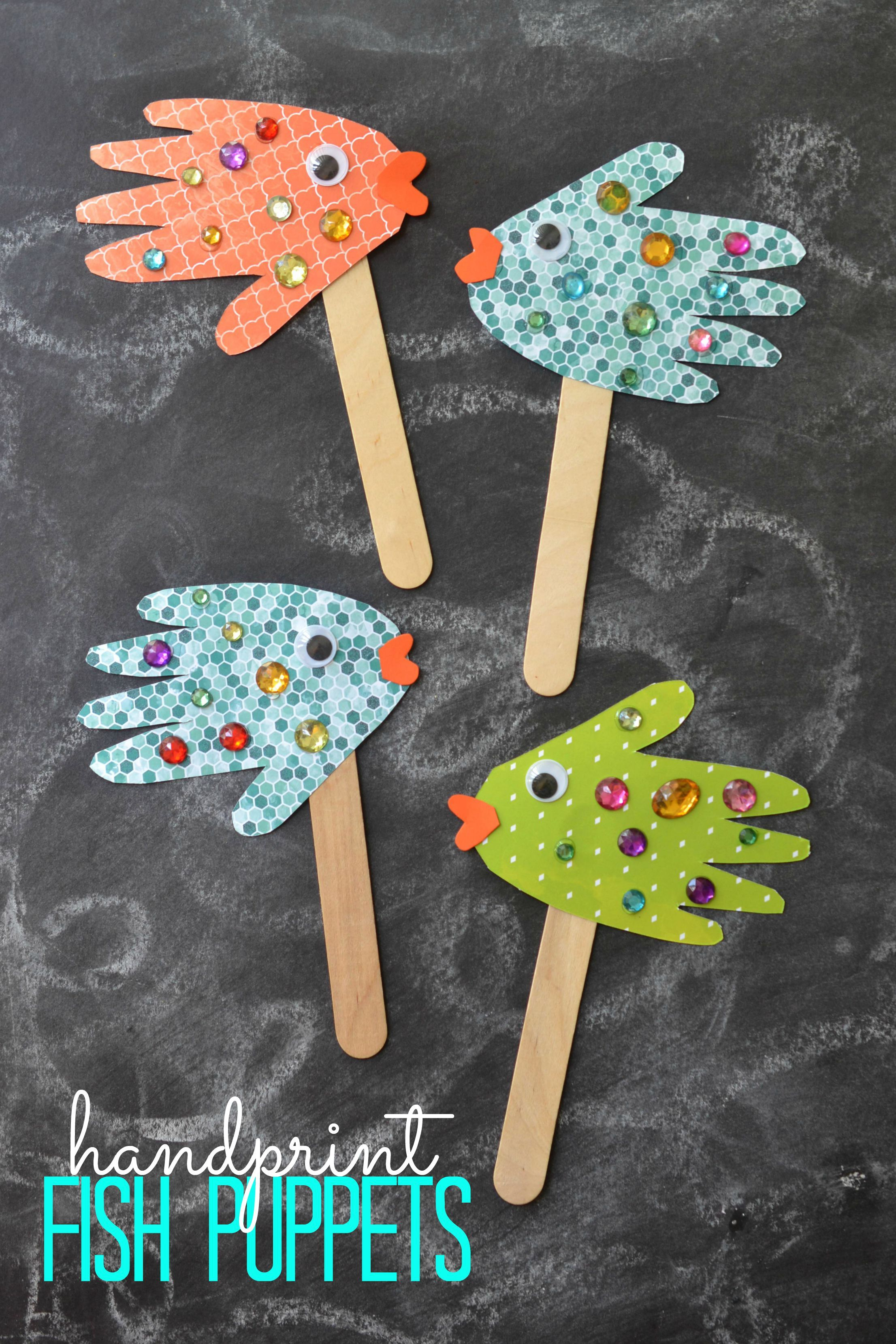 10 Unique Ideas For Crafts For Kids easy kids craft handprint fish puppets slp bulletin board and 2024