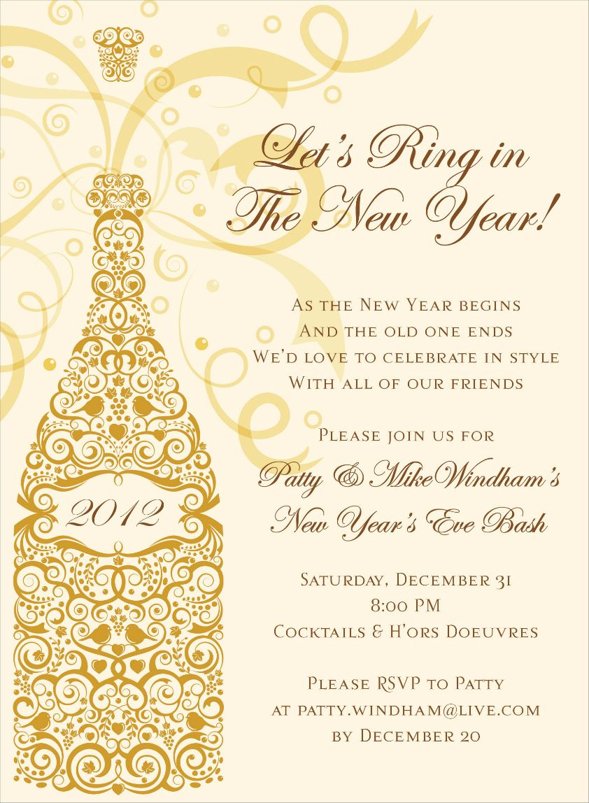 10 Elegant New Years Eve Invitation Ideas filigree champagne gold invitationsnoteworthy collections 2024