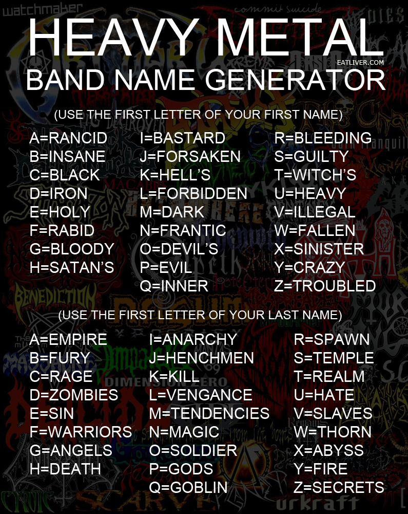10 Best Band Name Ideas For Rock heavy metal band name generator 2022