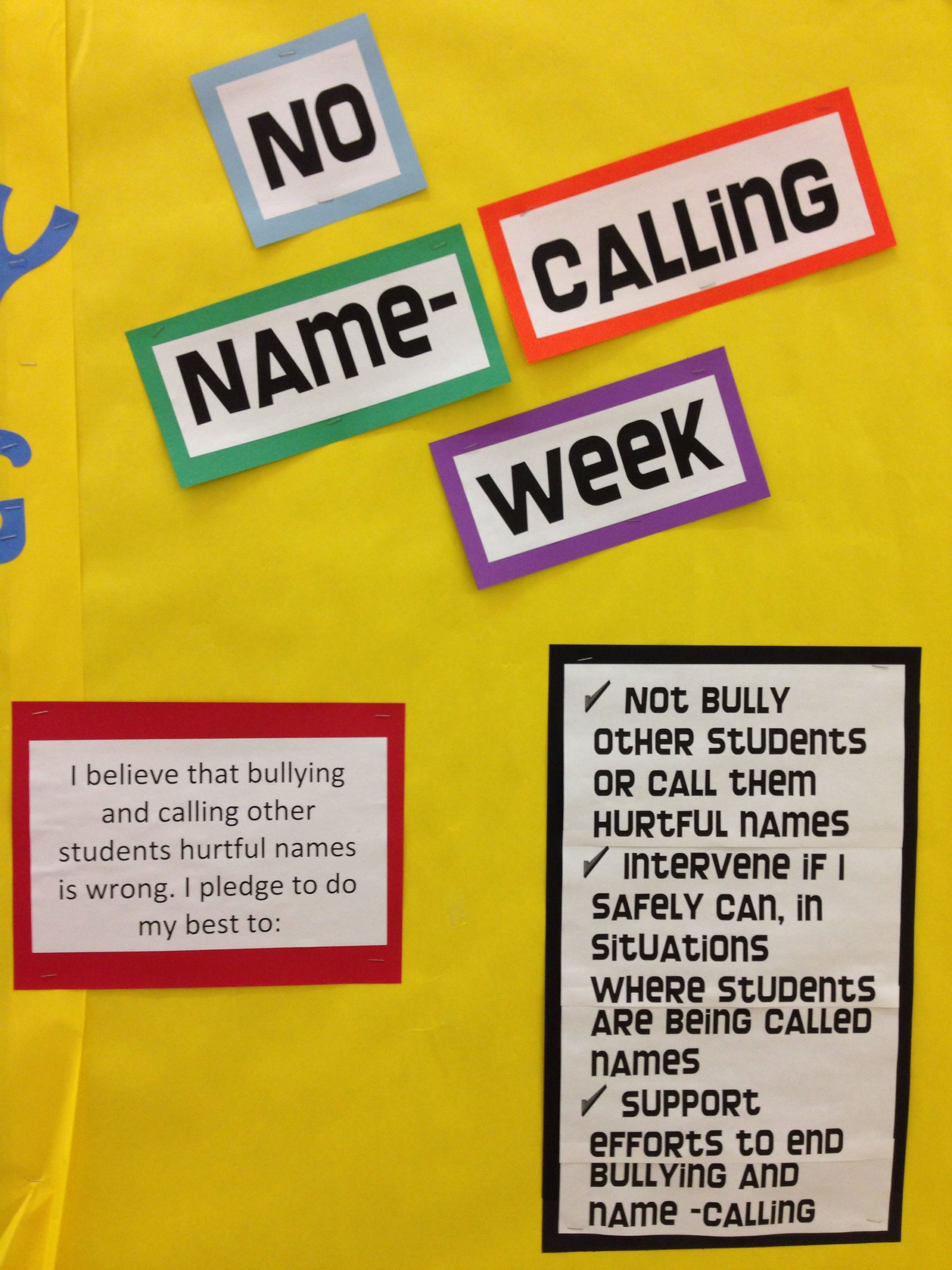10 Elegant No Name Calling Week Ideas no name calling week pledge bulletin board middle school 2024