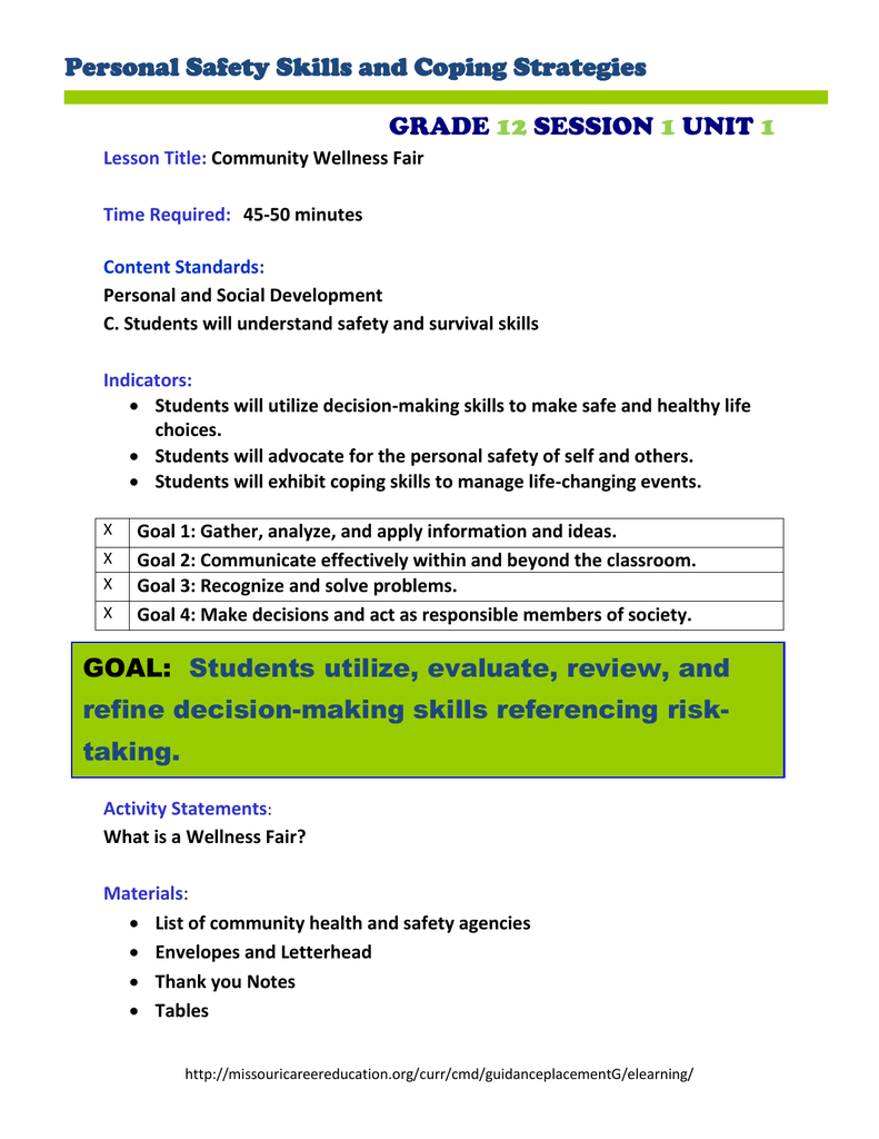 10 Cute Health And Safety Fair Ideas personal safety skills and coping strategies grade session unit 2024