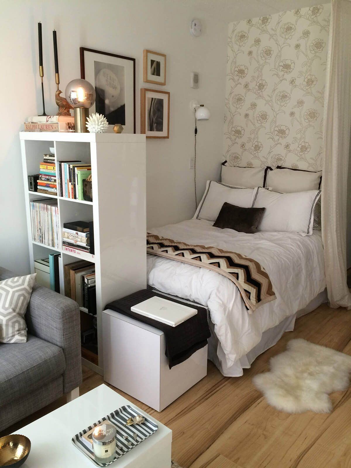 10 Spectacular Creative Ideas For Small Bedrooms small bedroom ideas with a tall bookshelf dresses n creative ideas 2024