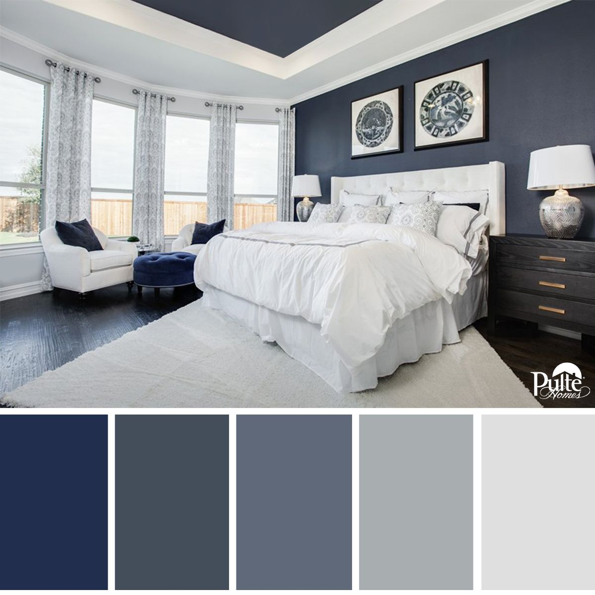 10 Unique Master Bedroom Wall Color Ideas this bedroom design has the right idea the rich blue color palette 2024