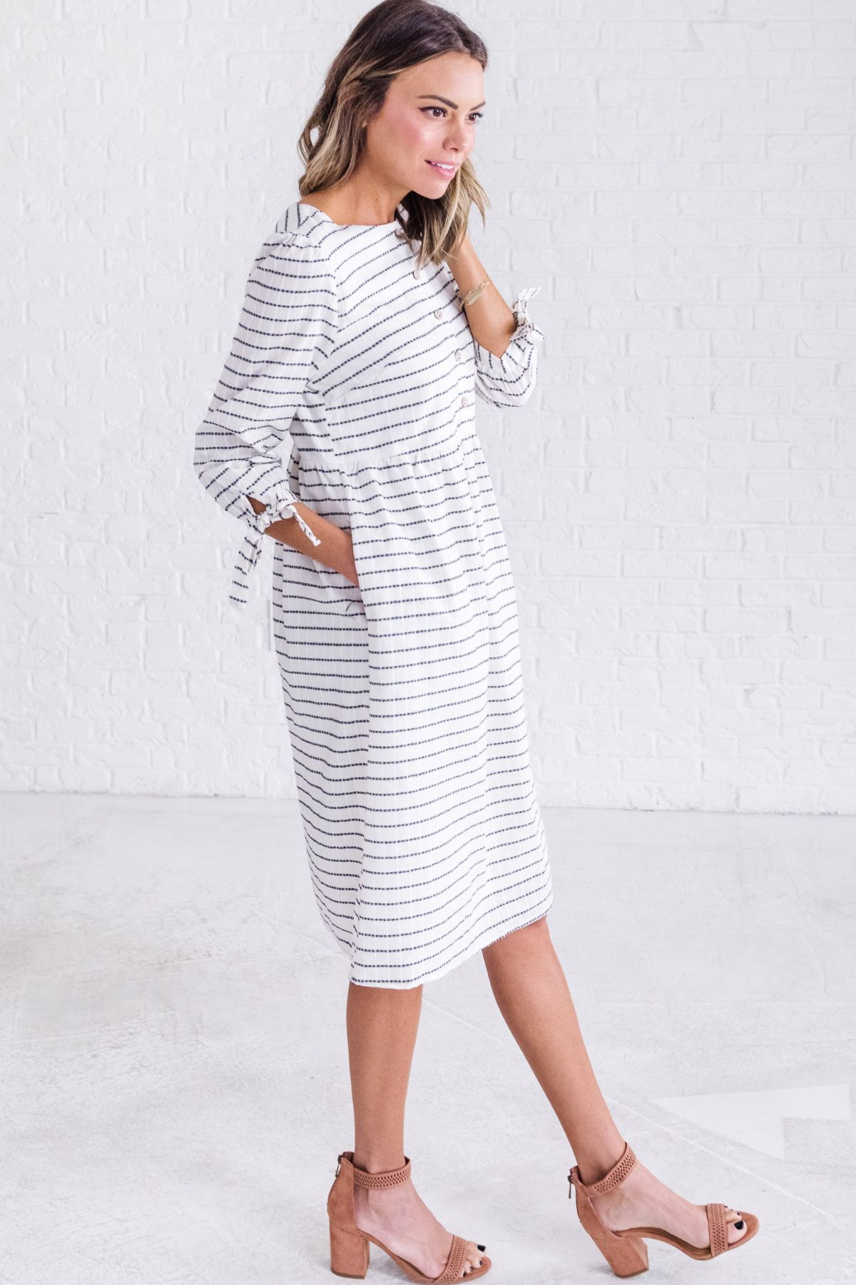10 Most Popular Cute Outfit Ideas For Church white striped dress cute church outfits for women cute spring 2024