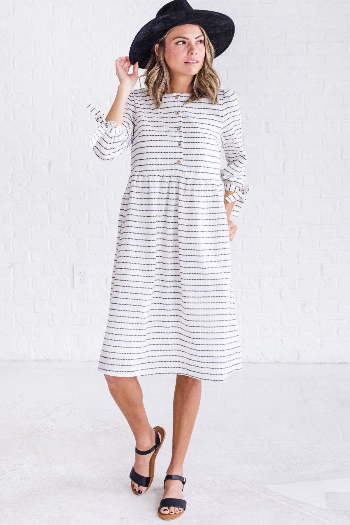 10 Most Popular Cute Outfit Ideas For Church white striped midi dress cute dress outfits for women church 2024