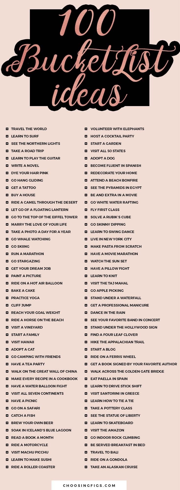 travel bucket list examples