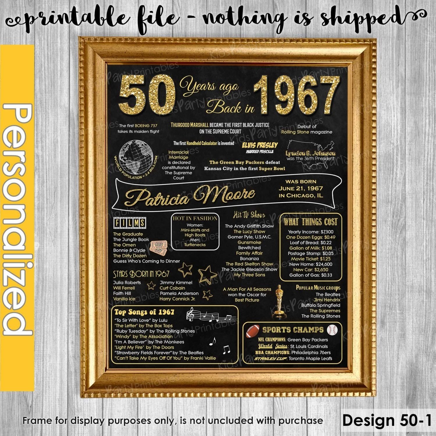 10 Lovely 50Th Birthday Gift Ideas For Mom 1967 50th birthday chalkboard sign poster our personalized 6 2022