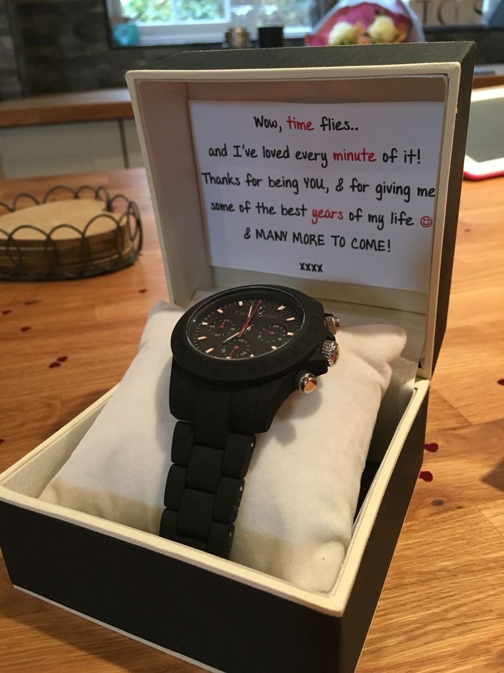10 Lovely Anniversary Gift Ideas For Him 3 year anniversary gift for my boyfriend of 3 years watch and card 1 2022