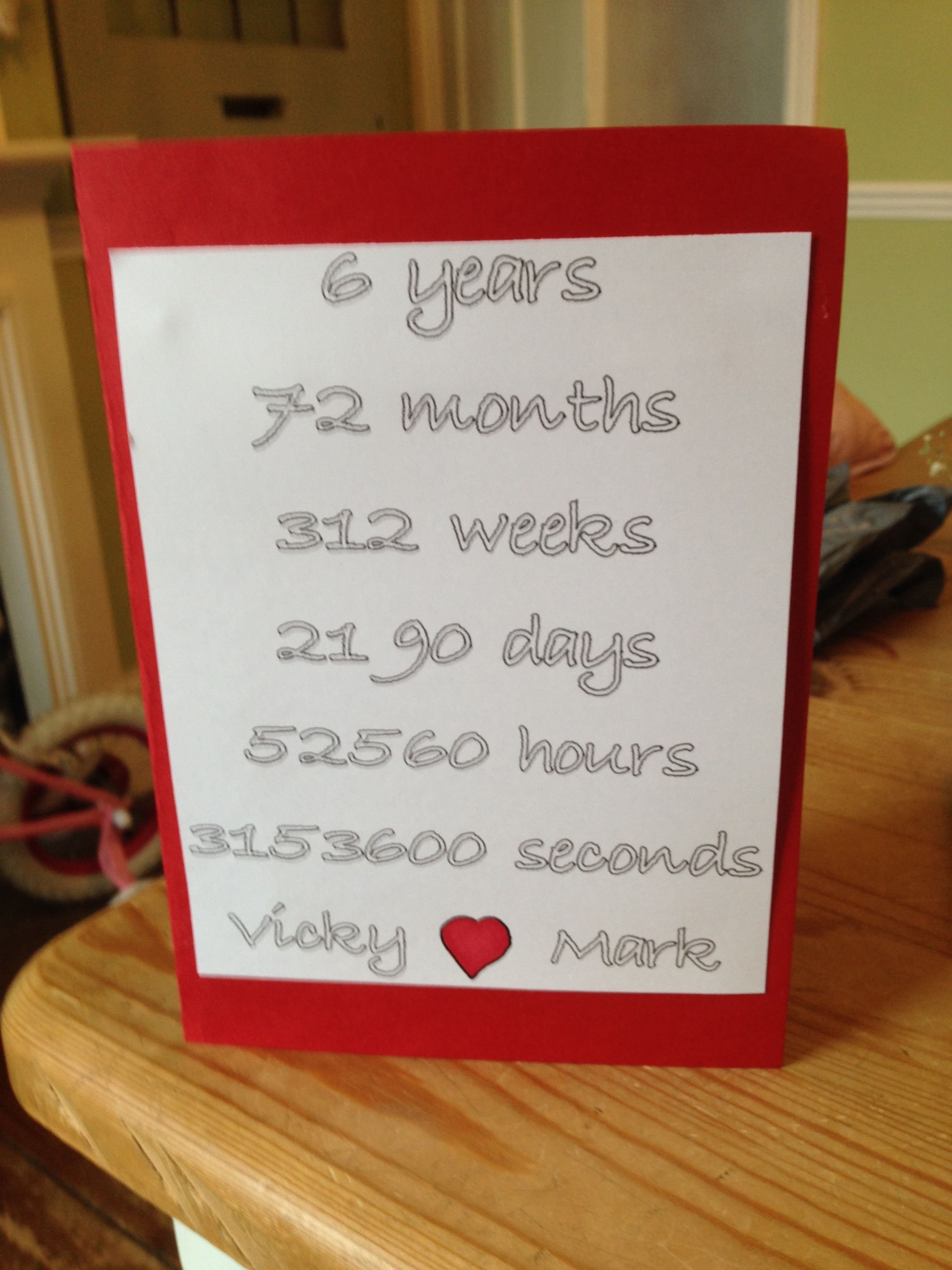 10 Lovely 6 Month Anniversary Date Ideas 6 year anniversary card love it pinterest anniversaries gift 3 2024
