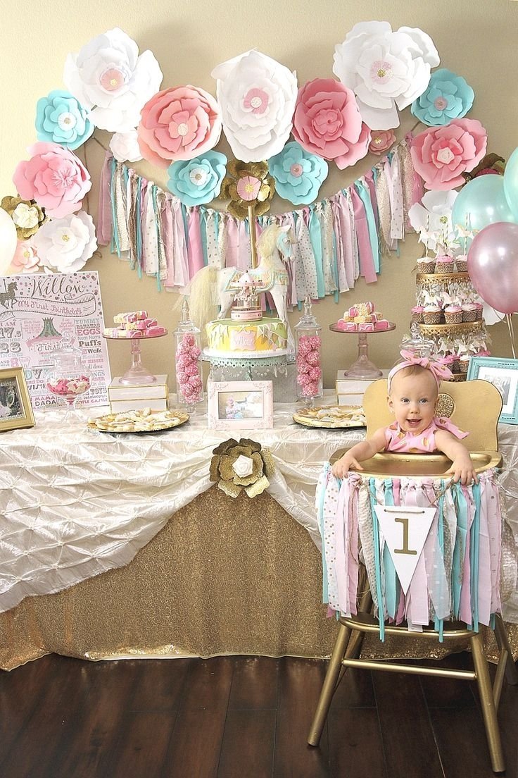 10 Most Recommended First Birthday Party Ideas For Girls a pink gold carousel 1st birthday party carousel birthdays and 17 2022