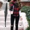 a plaid scarf makes an ordinary jeans and booties look festive for