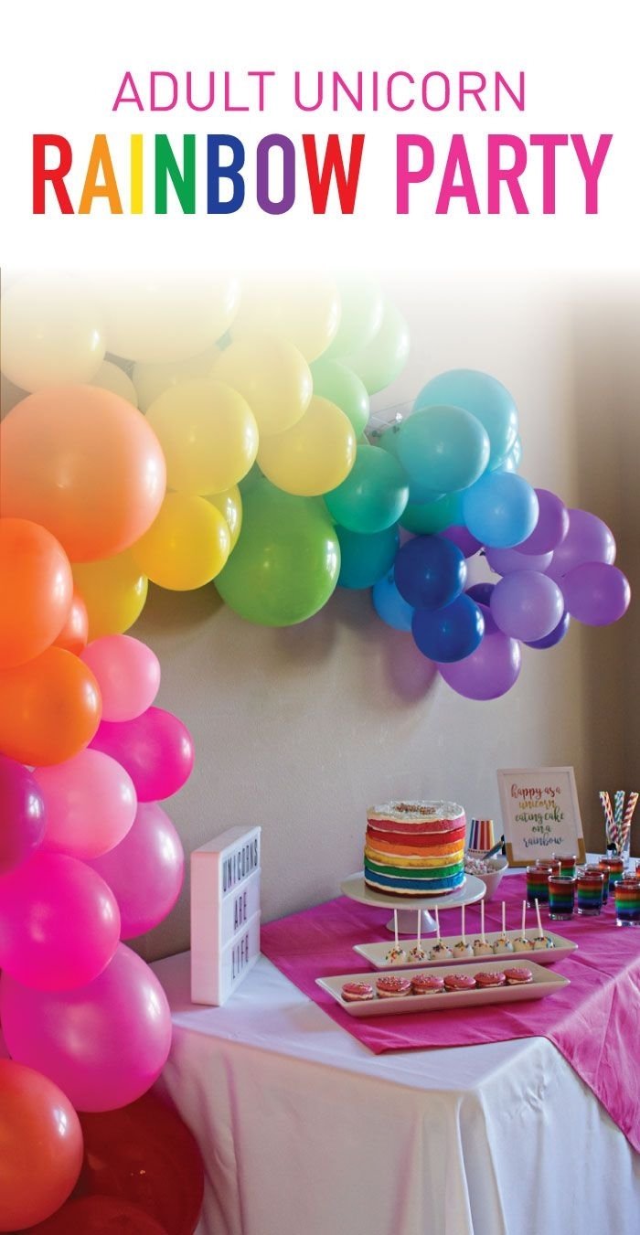 10 Nice Fun Birthday Ideas For Adults a unicorn adult birthday party rainbow balloon arch rainbow 2023