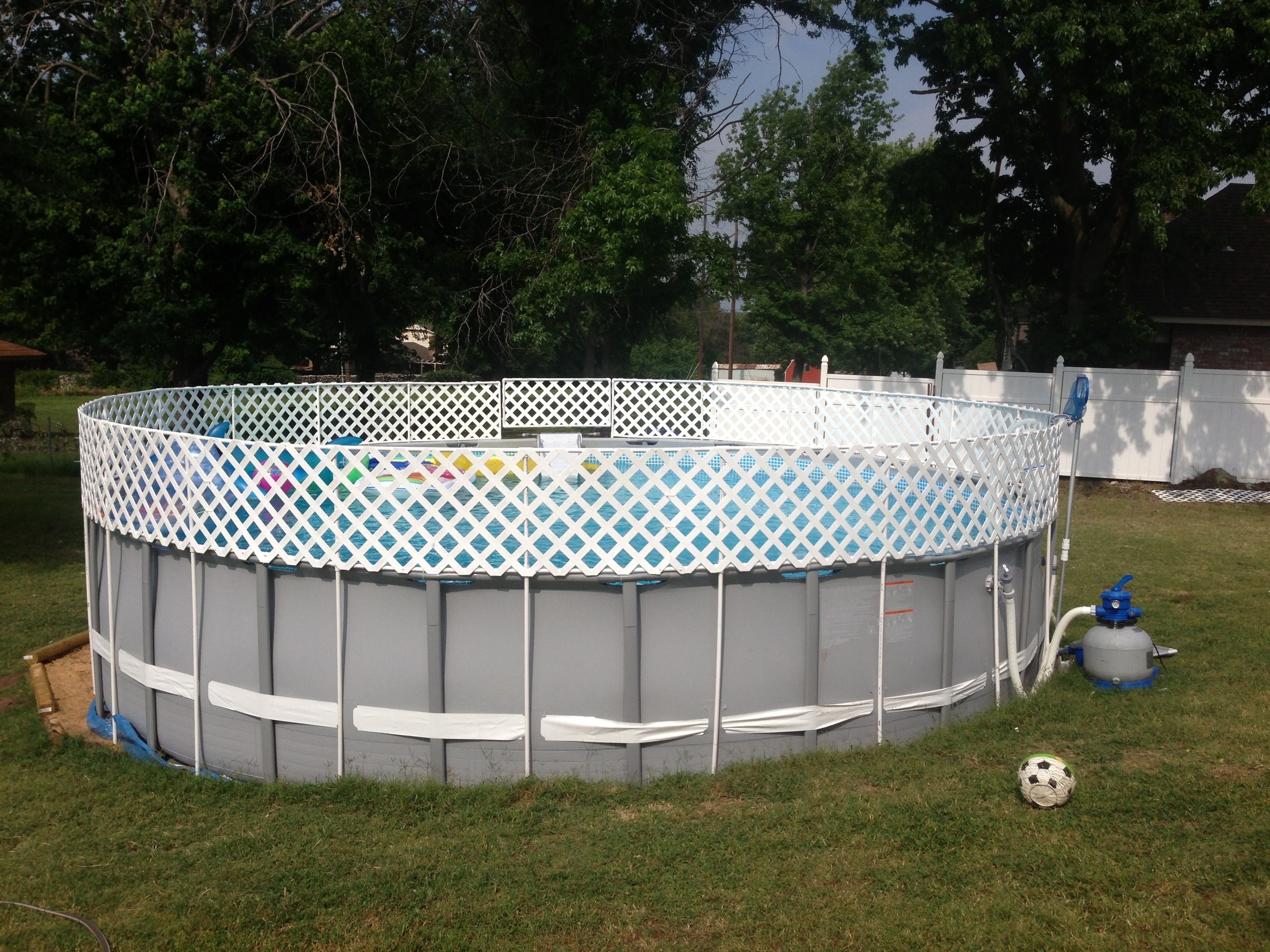 10 Unique Above Ground Pool Fencing Ideas above ground pool fence diy 1 2inch pvc pipe and white pvc lattice 2022