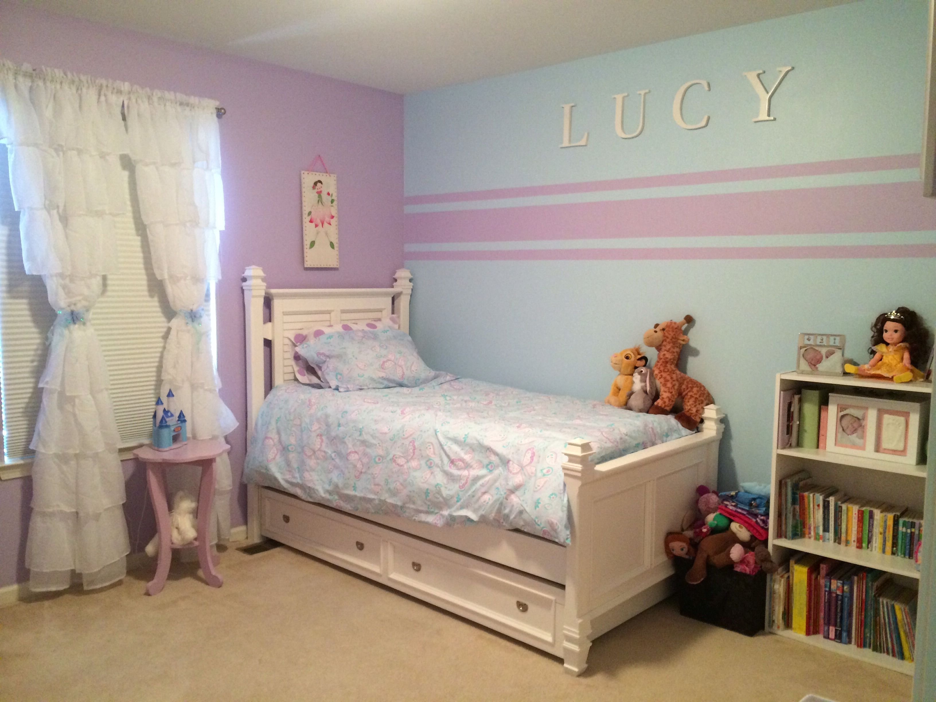 10 Pretty Paint Ideas For Girls Room accent wall stripes for little girl room kristin duvet set pottery 3 2022