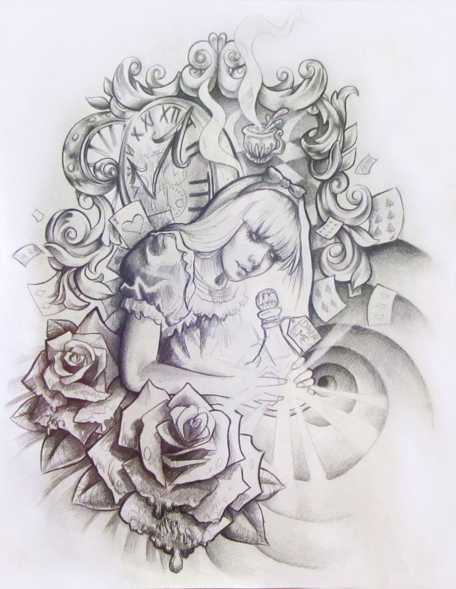 10 Attractive Alice In Wonderland Tattoos Ideas alice in wonderland tattoo designillogan deviantart art 2023
