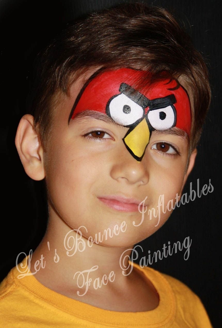 10 Lovable Easy Face Painting Ideas For Boys angry birds boys face paintinglets bounce inflatables www 2022