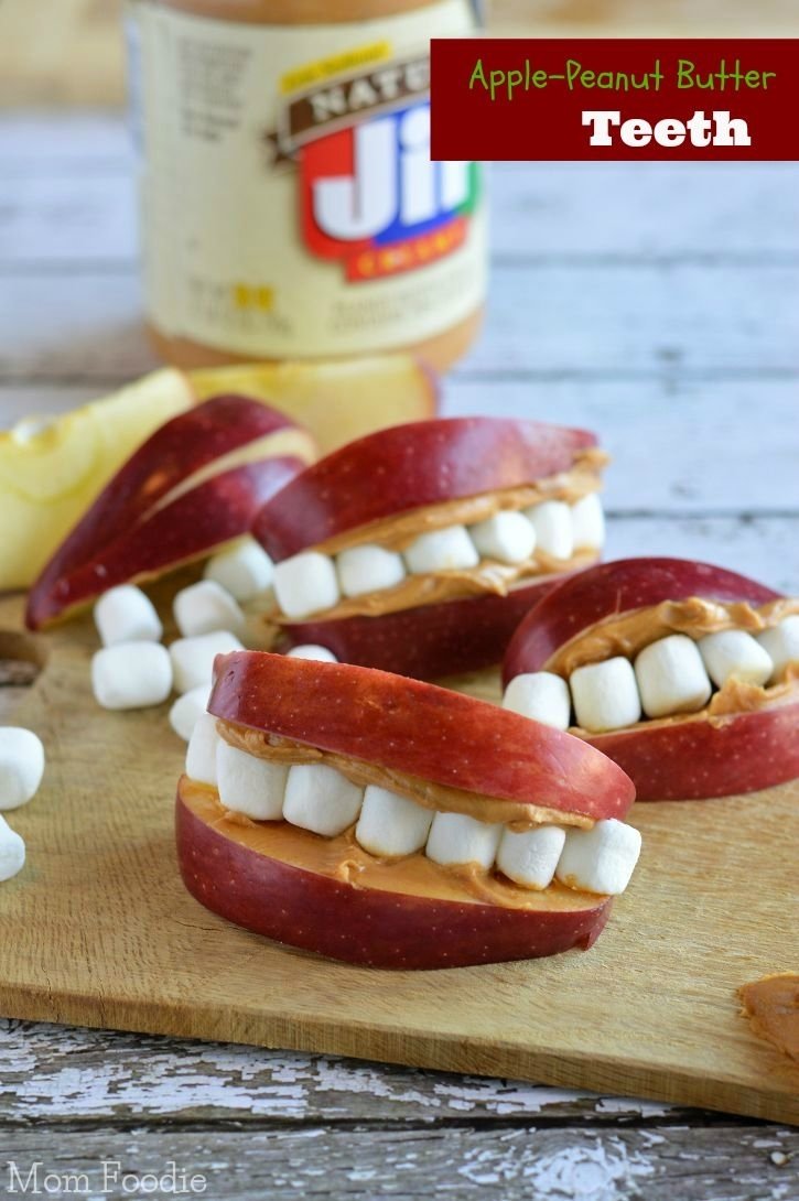 10 Fabulous Fun Baking Ideas For Kids apple peanut butter teeth snacks easy perfect for halloween 2022