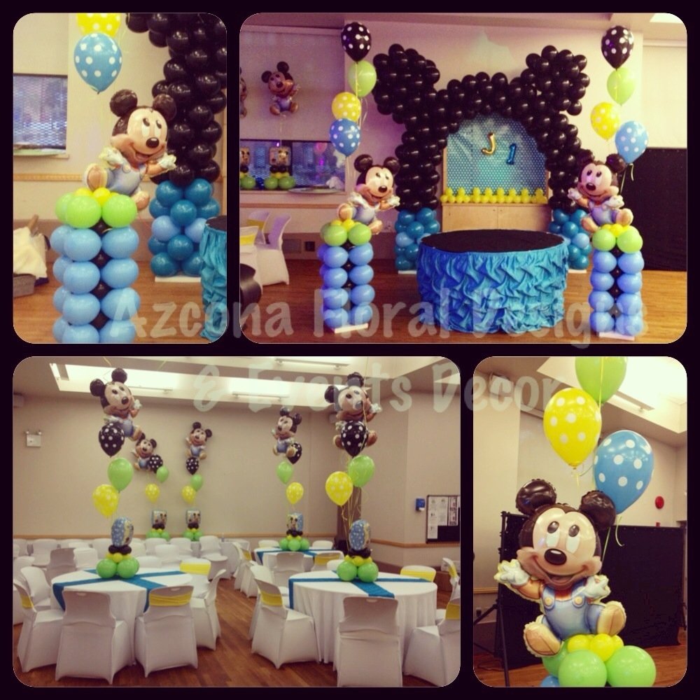 10 Fabulous Baby Mickey Mouse Party Ideas baby mickey themed 1st birthday balloons and linensafd 2022