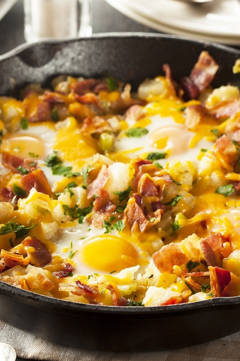 10 Elegant Easy Breakfast Ideas With Eggs bacon egg and potato breakfast skillet kitchme 1 2022