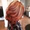 beautiful copper lob with blonde highlights. hair