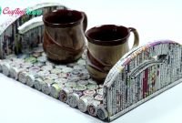 best out of waste ideas: how to make serving tray with newspaper