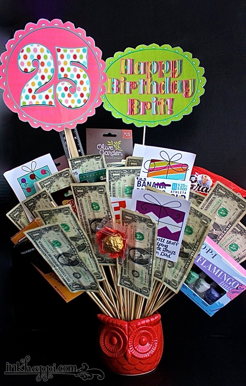 10 Cute 25 Birthday Ideas For Her birthday gift basket idea with free printables inkhappi 2022