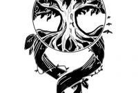 black and white tree of life tattoo design