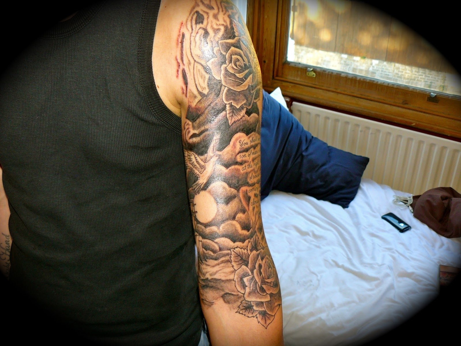 Black and Grey Man Tattoo Sleeve - wide 6