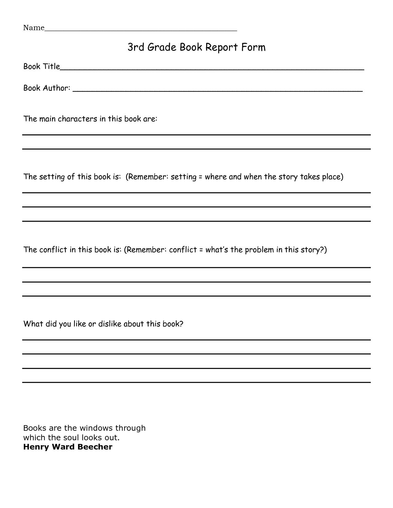 book report ideas for 3rd graders