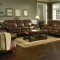 brown leather sofa set for living room with dark hardwood floors