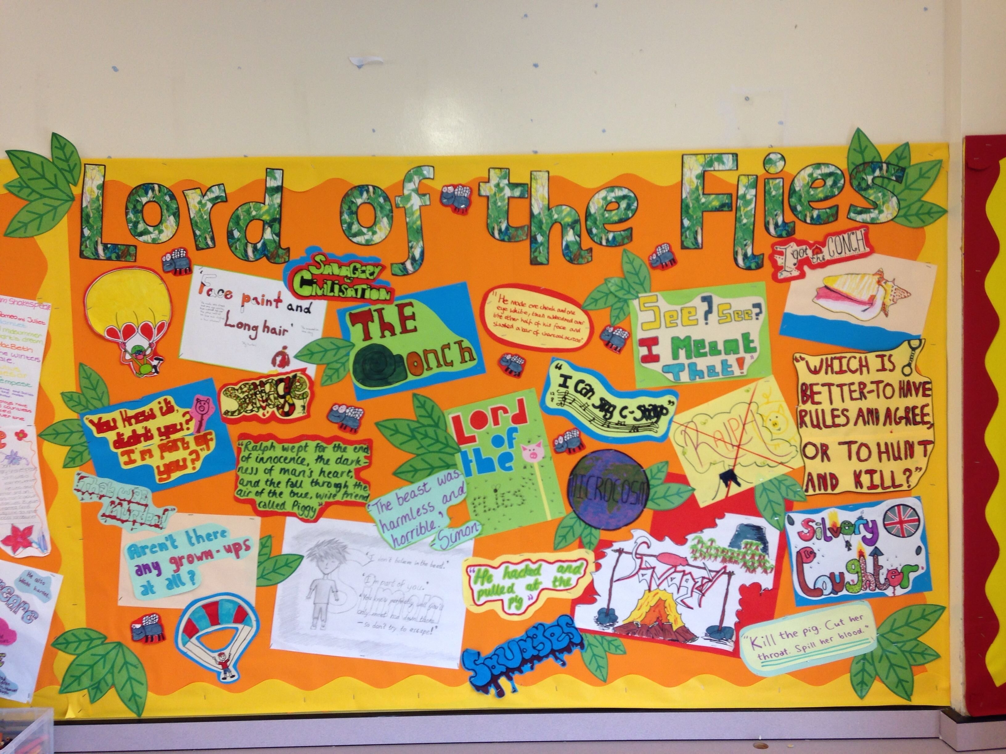 10 Pretty Lord Of The Flies Project Ideas bulletin board classroom display english lord of the flies 2022