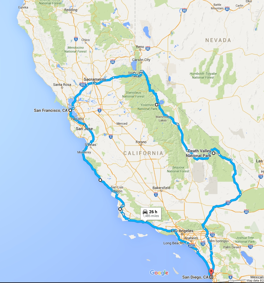 southern california road trip map