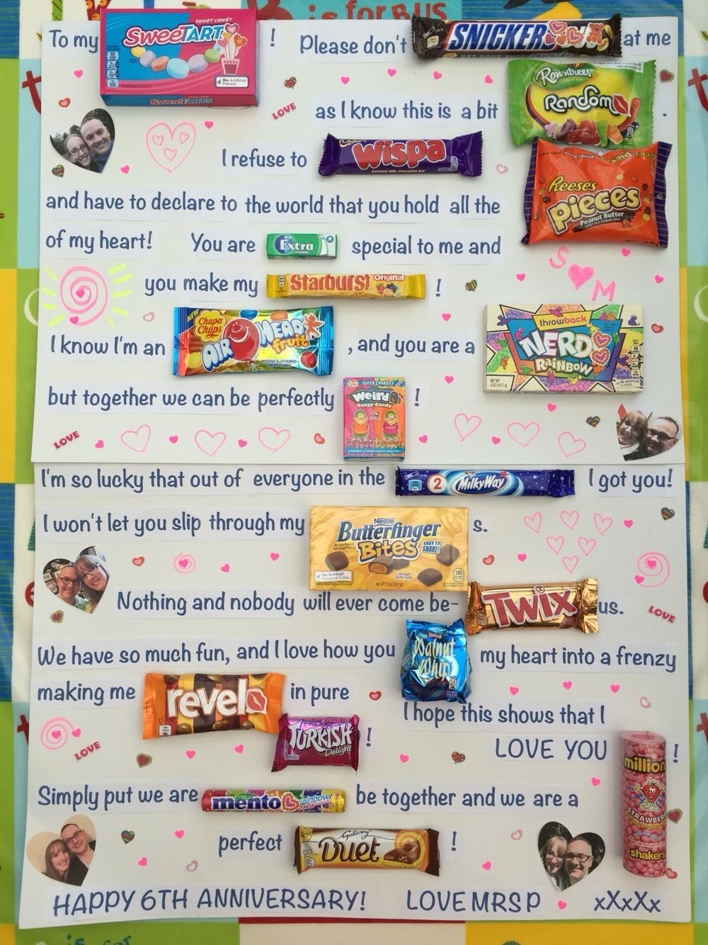 10 Gorgeous 6 Year Anniversary Gift Ideas candy poster board for our 6 year wedding anniversary gift ideas 2022