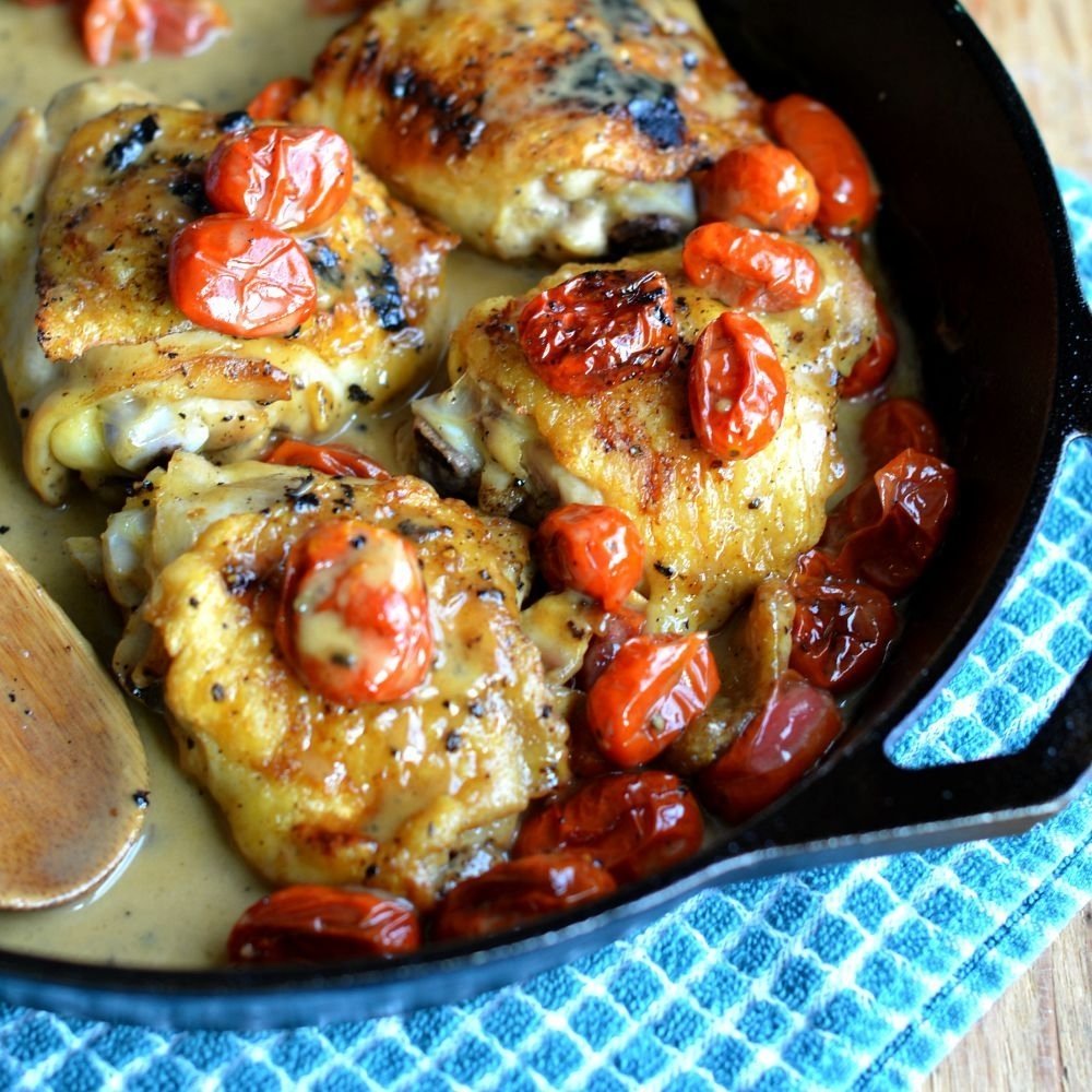 10 Spectacular Dinner Ideas With Chicken Thighs chicken thighs with blistered tomatoes 2022
