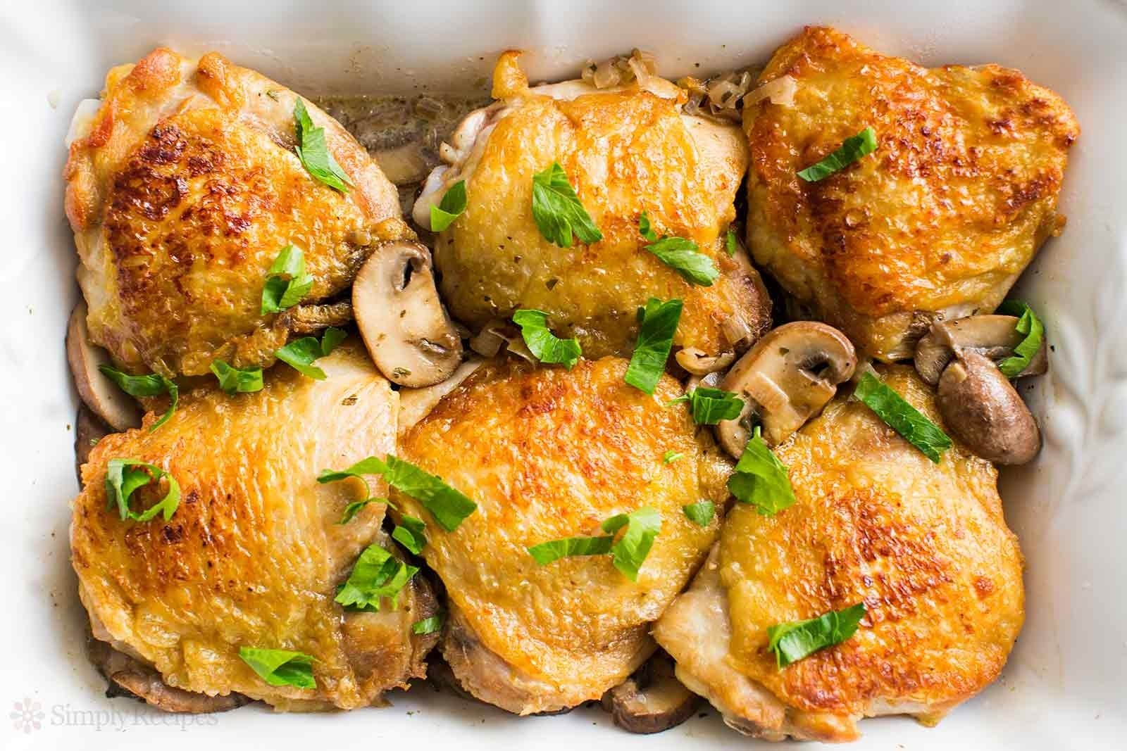 10 Spectacular Dinner Ideas With Chicken Thighs chicken thighs with mushrooms and shallots recipe simplyrecipes 2022