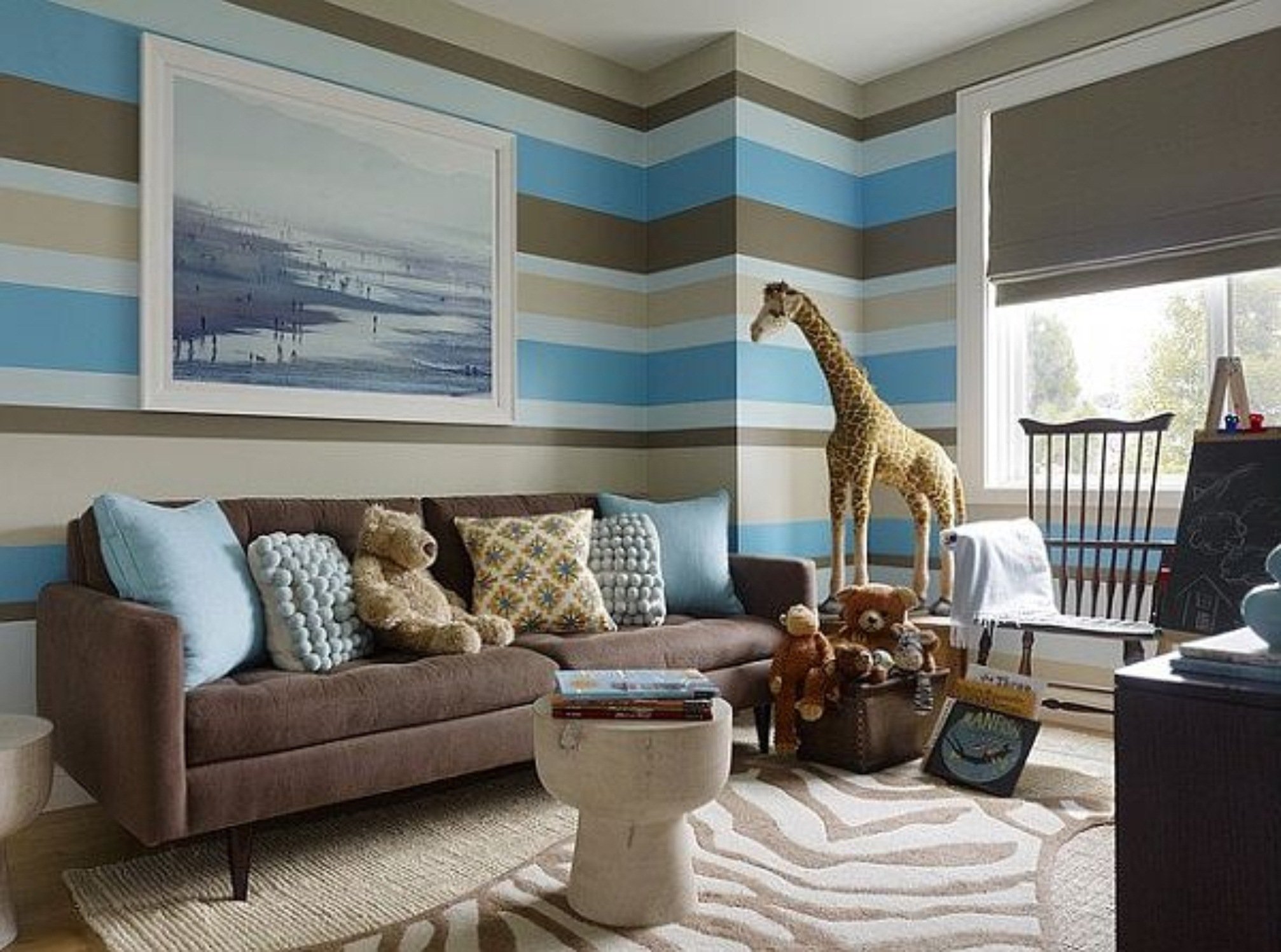 10 Fantastic Brown And Blue Living Room Ideas chocolate brown and blue living room ideas with large wall painting 2022
