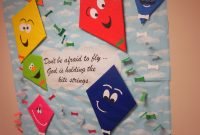 christian bulletin board, march. kites, wind, don't be afraid to fly