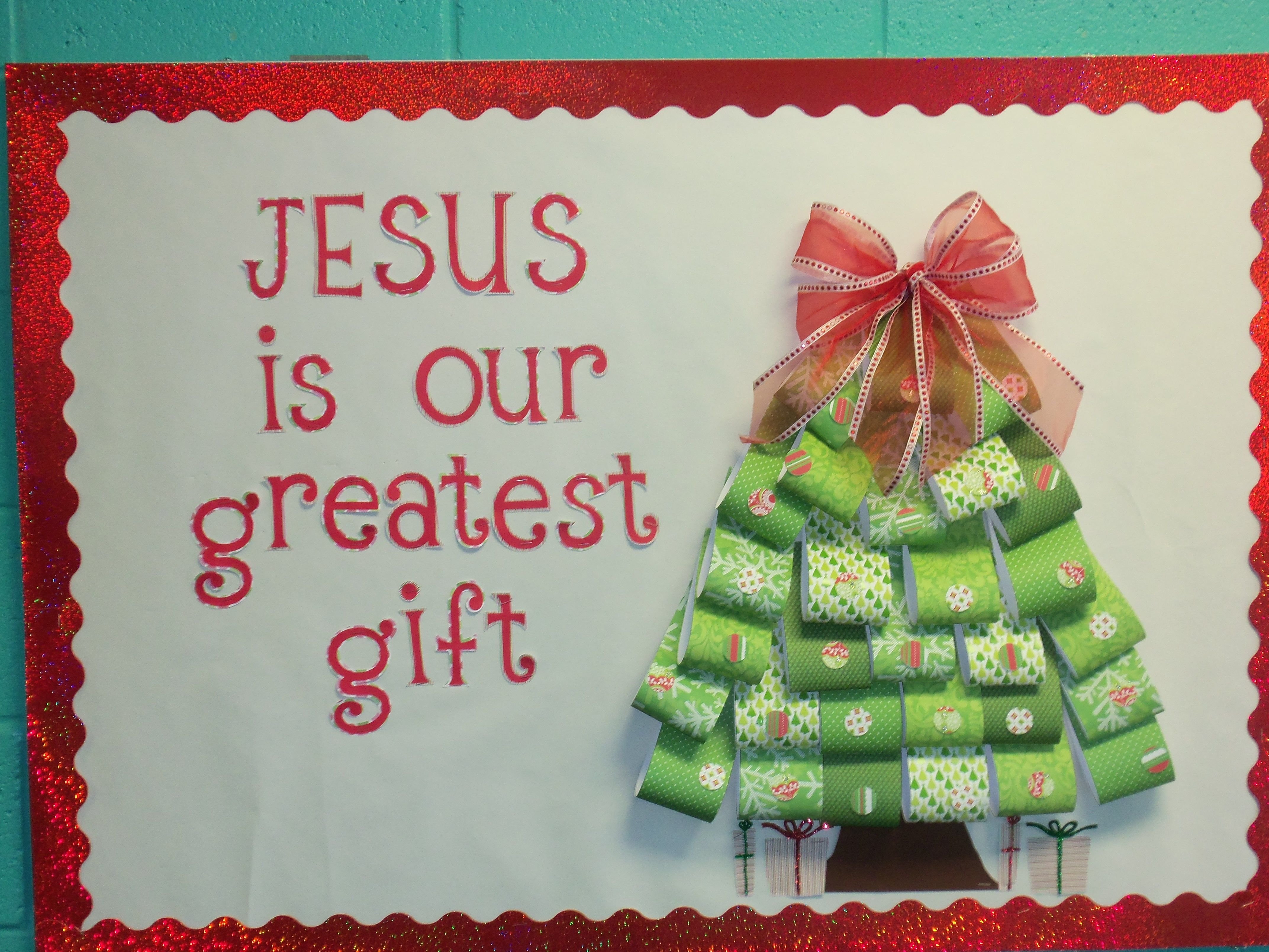 10 Lovely Christmas Bulletin Board Ideas For Church christmas bulletin board would love to do this with gifts instead 2 2022
