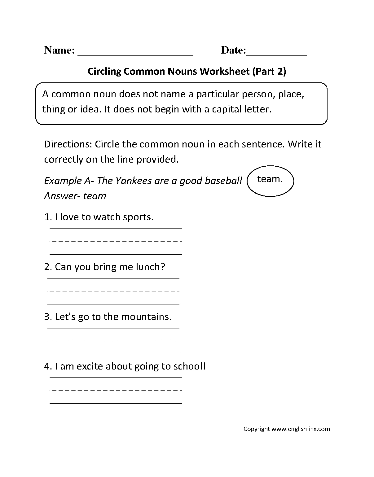 Abstract Nouns Worksheet Circling Part 1 Answers