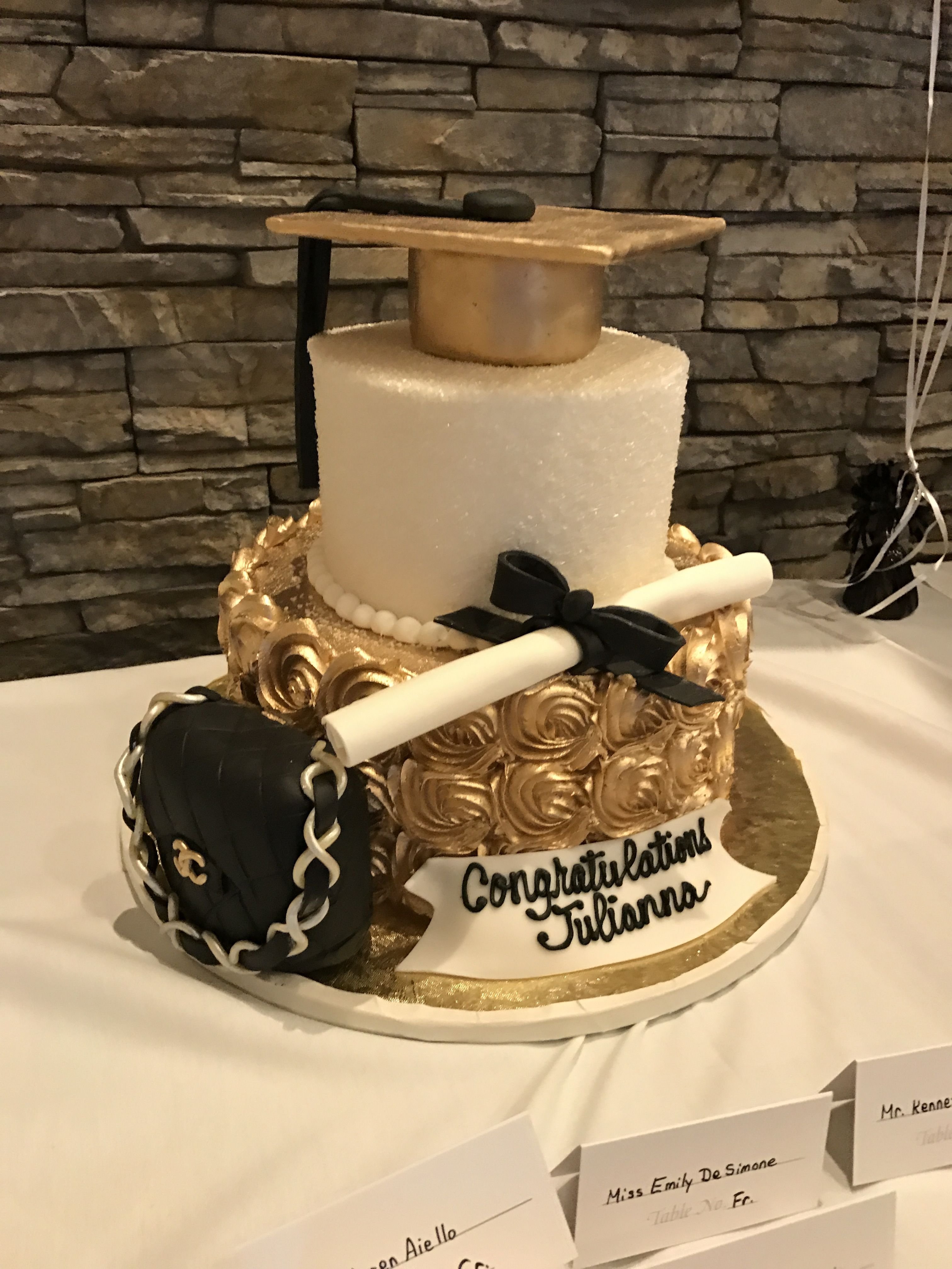 10 Most Popular Ideas For College Graduation Party college graduation cake for fashion major black white and gold 2022