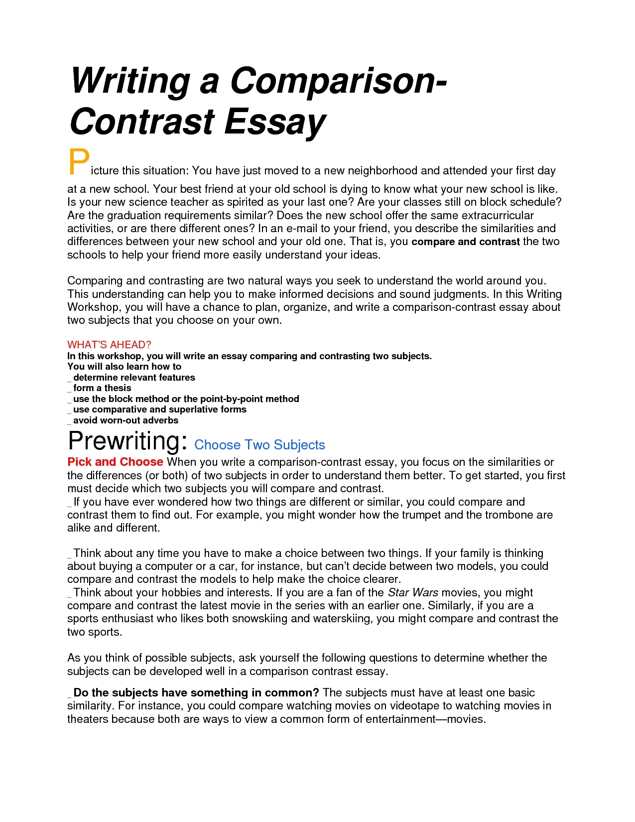 10 Unique Compare And Contrast Essay Ideas contrasting essay how to do a compare and contrast essay how to 2022