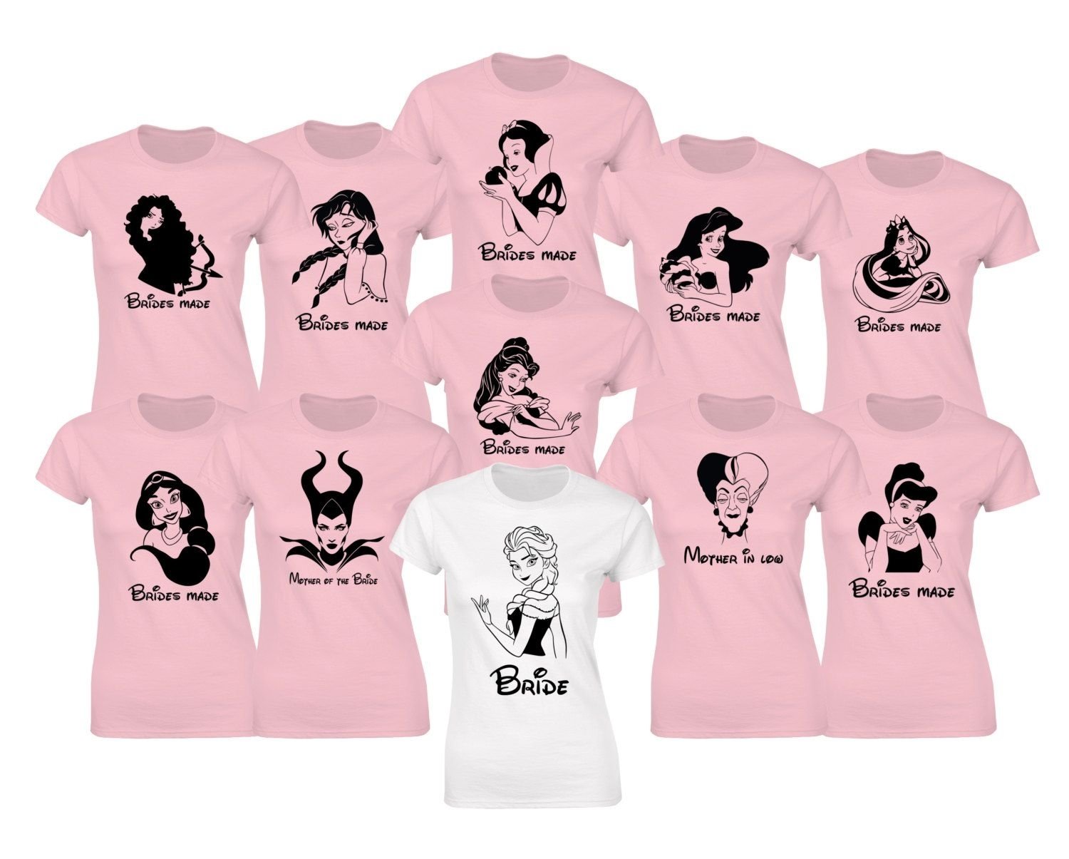 10 Attractive Bachelorette Party T Shirt Ideas customized hen party disney princesses inspired t shirts princesses 2022