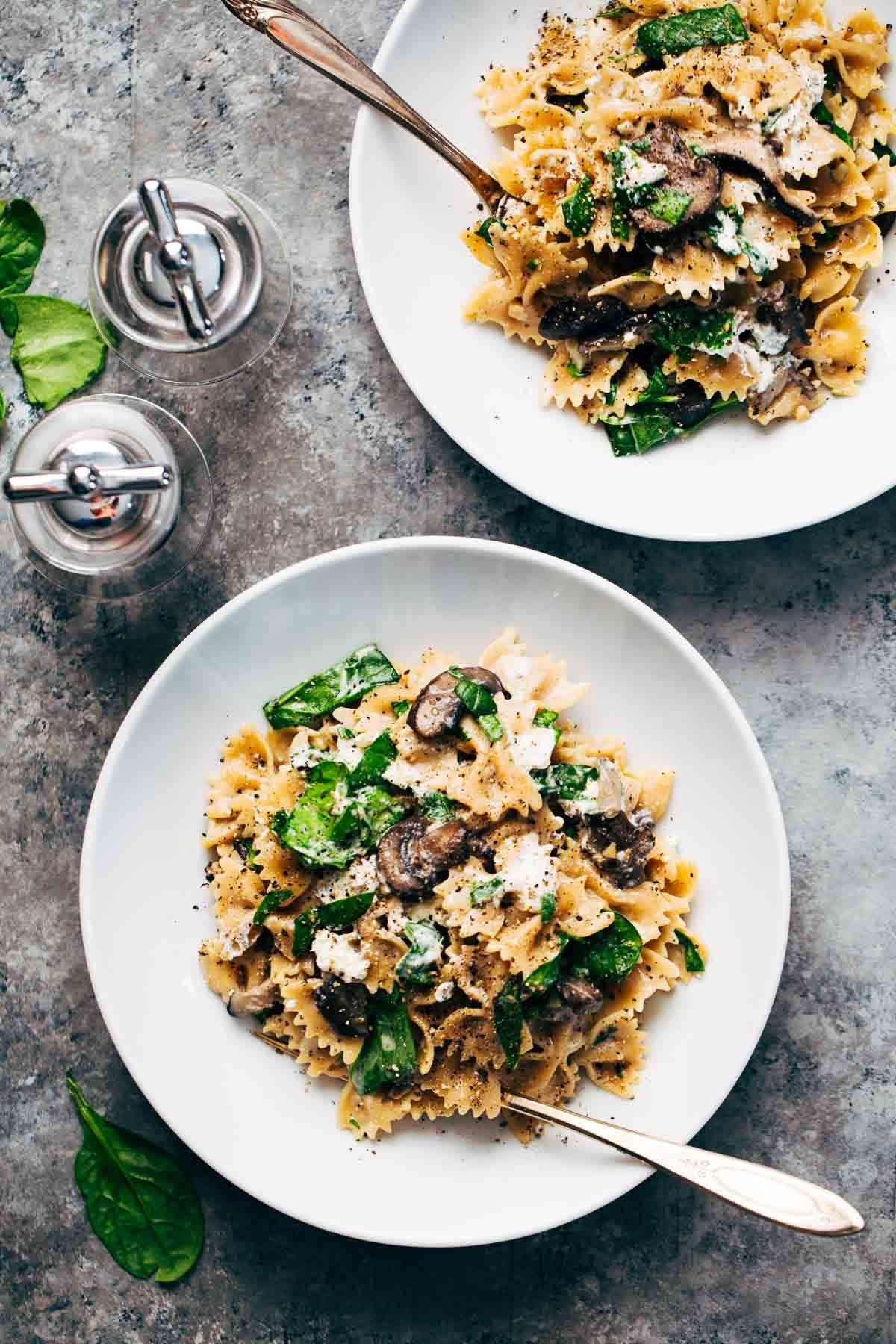 10 Amazing Vegetarian Dinner Ideas For Two date night mushroom pasta with goat cheese recipe pinch of yum 2022