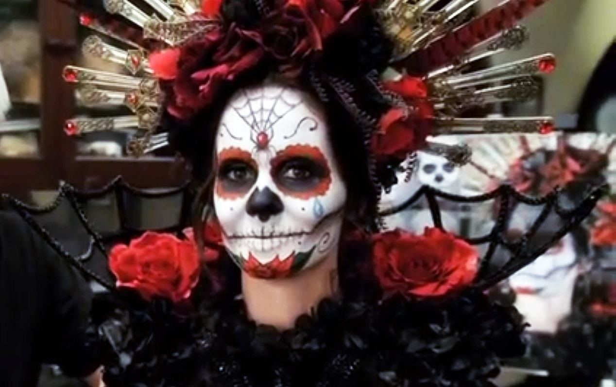 10 Pretty Day Of The Dead Outfit Ideas day of the dead diy sugar skull halloween look with rick baker 3 2022