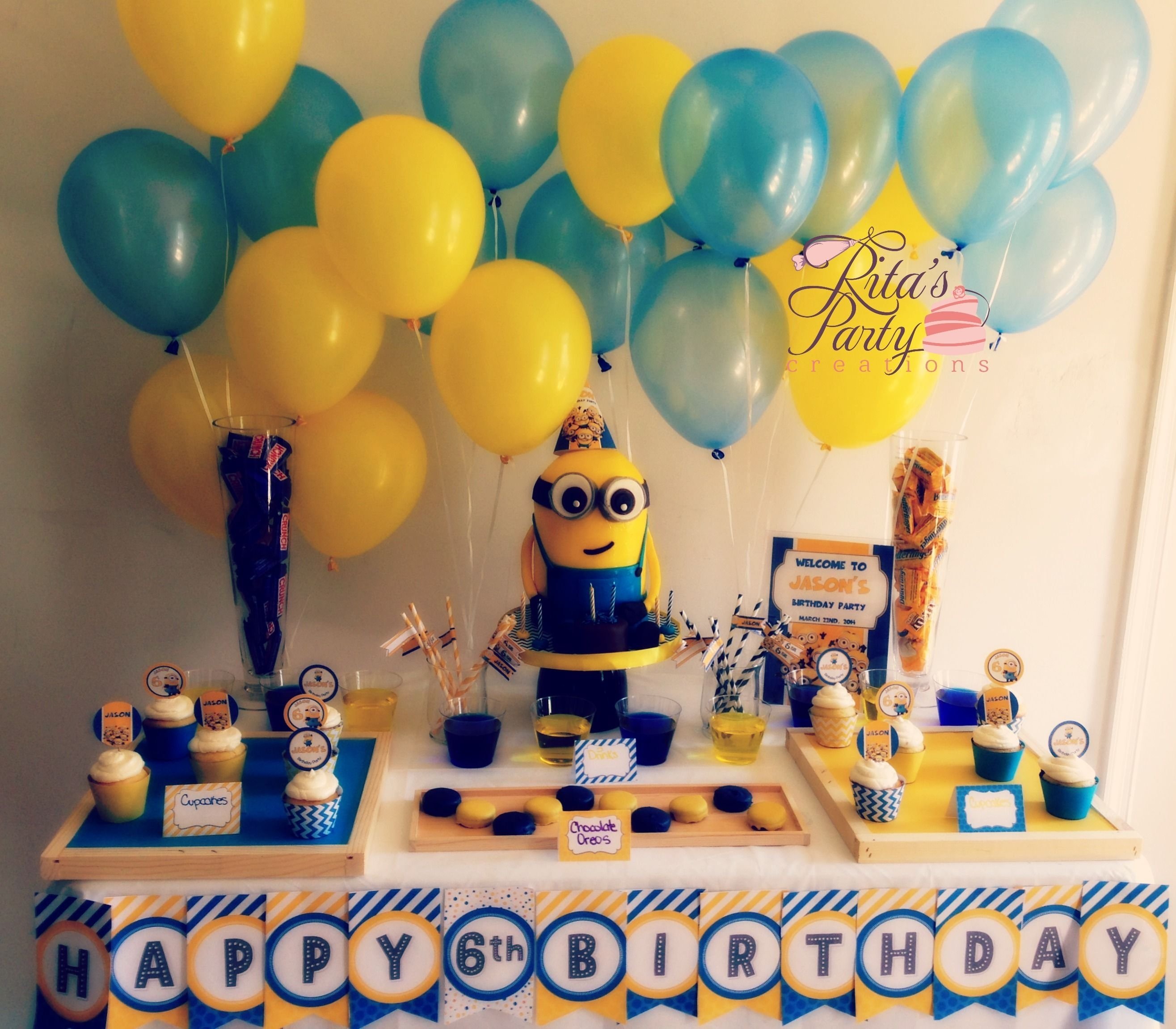 10 Ideal Birthday Party Ideas For 1 Year Old Boy despicable me party table for a 6 year old boy birthday cake in 1 2023