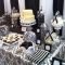 dessert table} black and white damask bridal shower | white desserts
